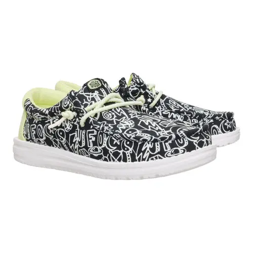 HEYDUDES Wally Youth Space Glow – Black/White online