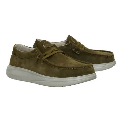 HEYDUDES Wally Comf Suede – Dark Olive / Stone Grey online