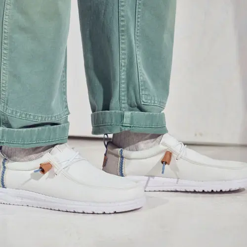 HEYDUDES Wally Craft Linen – White / Stone Grey online