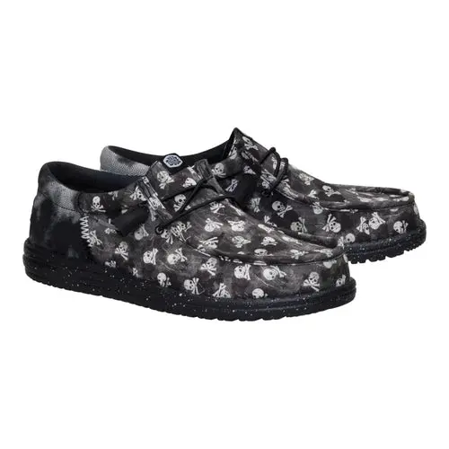 HEYDUDES Wally Funk Skull Print – Black / Black Oyster online