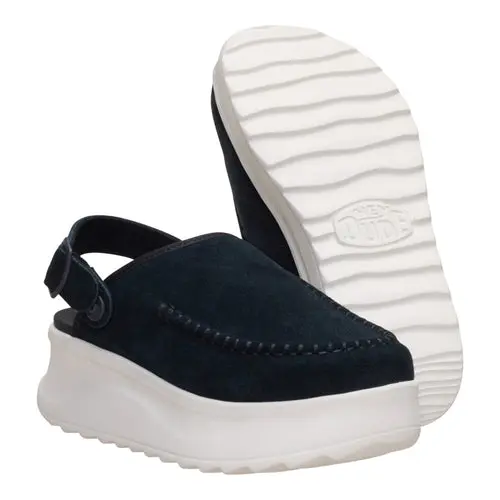 HEYDUDES Delray Clog Suede – Black/Egret online