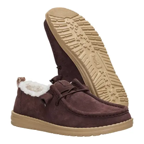 HEYDUDES Wendy Suede Shearling – Dark Brown online